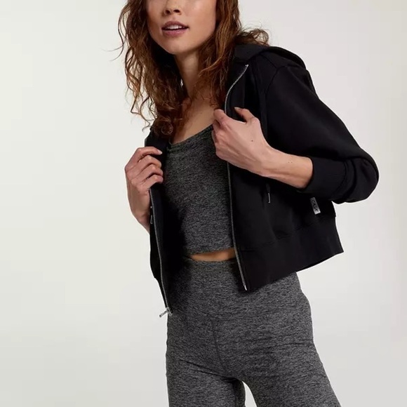 CALIA Women's Cropped Zip Hoodie in Pure Black - Size 2X - Picture 6 of 14